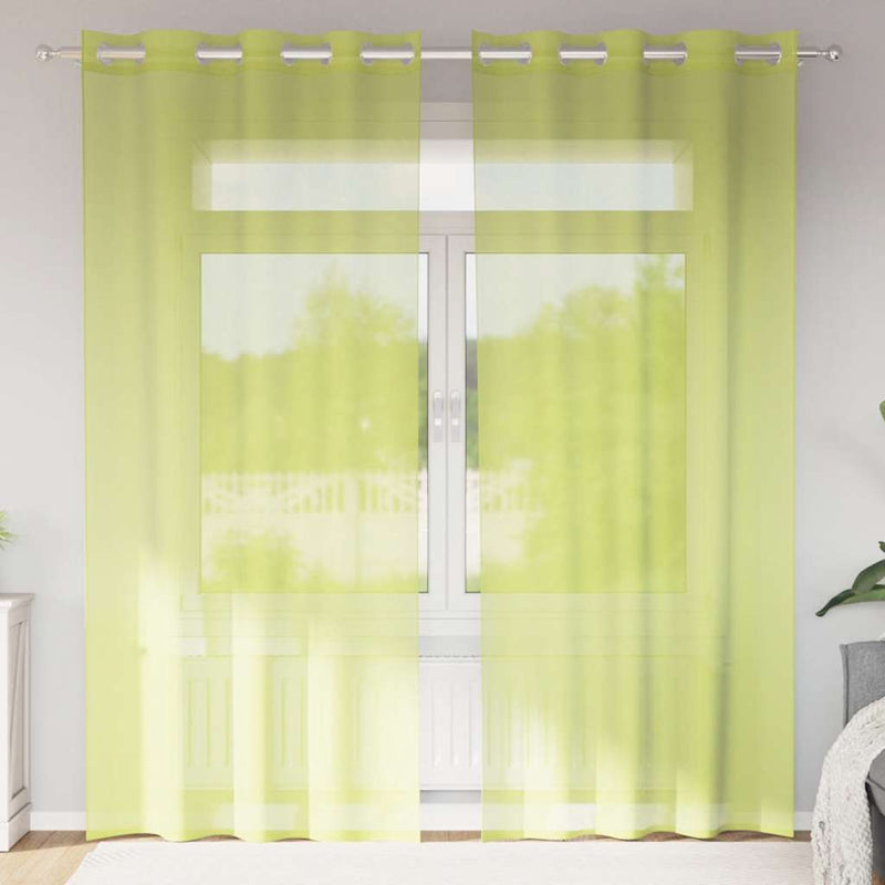 Load image into Gallery viewer, Vidaxl gordijnen voile met doorvoertules 2 st 140x245 cm appelgroen
