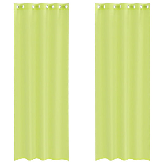 Vidaxl voile gordijnen met doorvoertules 2 st 140x300 cm appelgroen