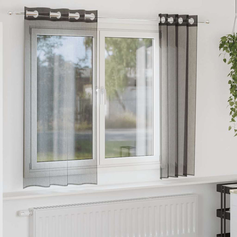 Load image into Gallery viewer, Vidaxl gordijnen voile met doorvoertules 2 st 140x140 cm zwart
