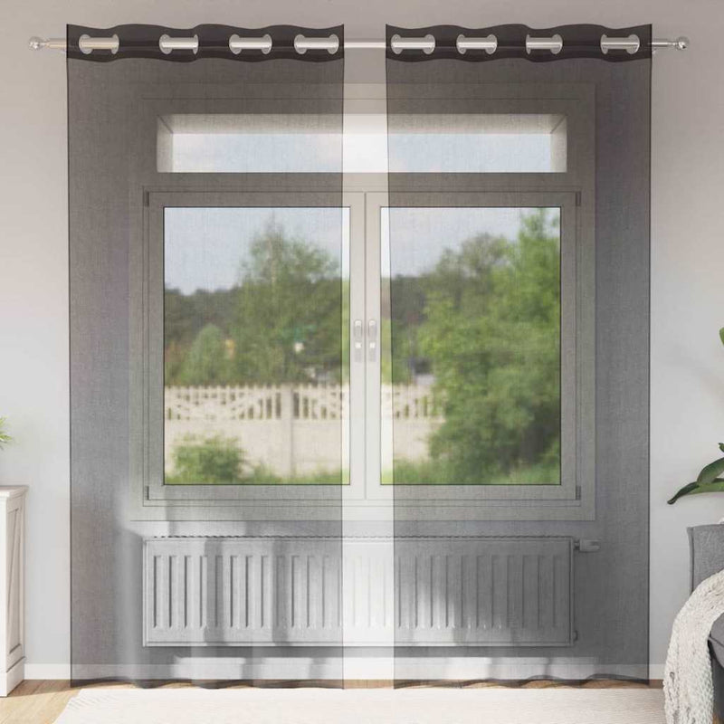Load image into Gallery viewer, Vidaxl gordijnen voile met doorvoertules 2 st 140x245 cm zwart
