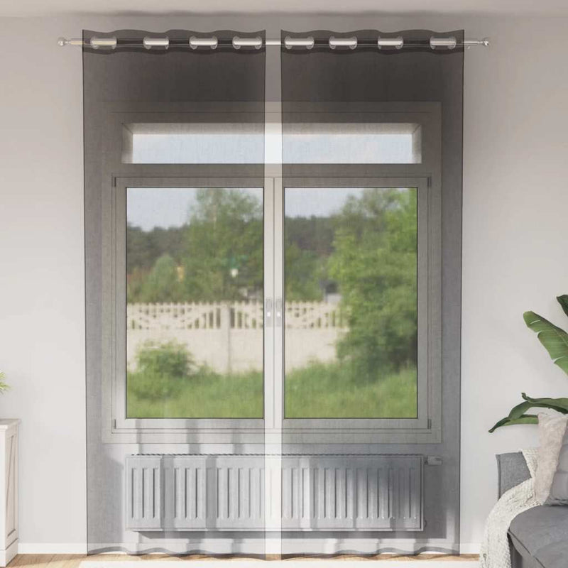Load image into Gallery viewer, Vidaxl gordijnen voile met doorvoertules 2 st 140x300 cm zwart
