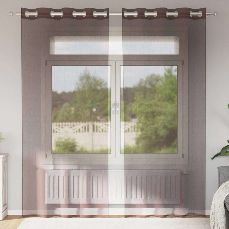 Load image into Gallery viewer, Vidaxl gordijnen voile met doorvoertules 2 st 140x245 cm bruin
