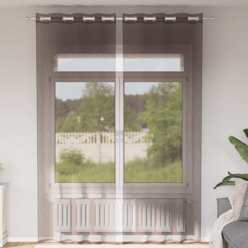 Load image into Gallery viewer, Vidaxl gordijnen voile met doorvoertules 2 st 140x260 cm bruin
