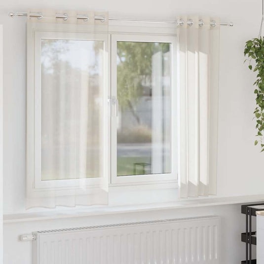 Vidaxl gordijnen voile met doorvoertules 2 st 140x175 cm crèmekleurig