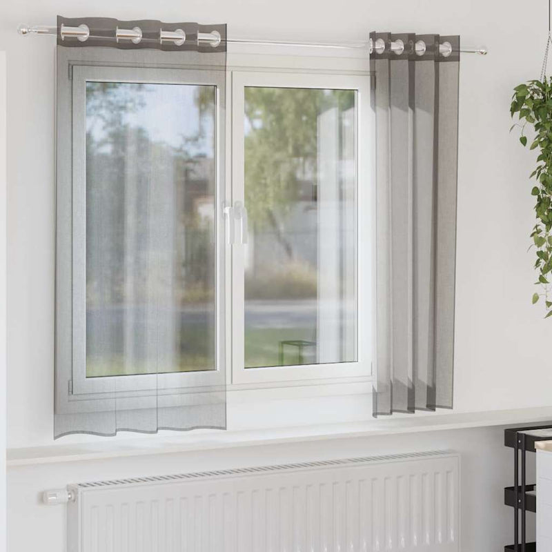 Load image into Gallery viewer, Vidaxl gordijnen voile met doorvoertules 2 st 140x140 cm donkergrijs
