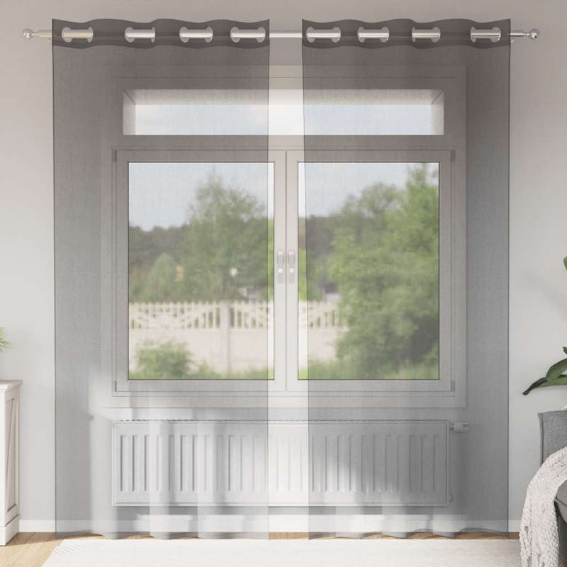 Load image into Gallery viewer, Vidaxl gordijnen voile met doorvoertules 2 st 140x225 cm donkergrijs

