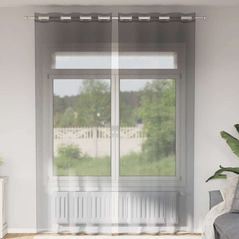 Load image into Gallery viewer, Vidaxl gordijnen voile met doorvoertules 2 st 140x300 cm donkergrijs
