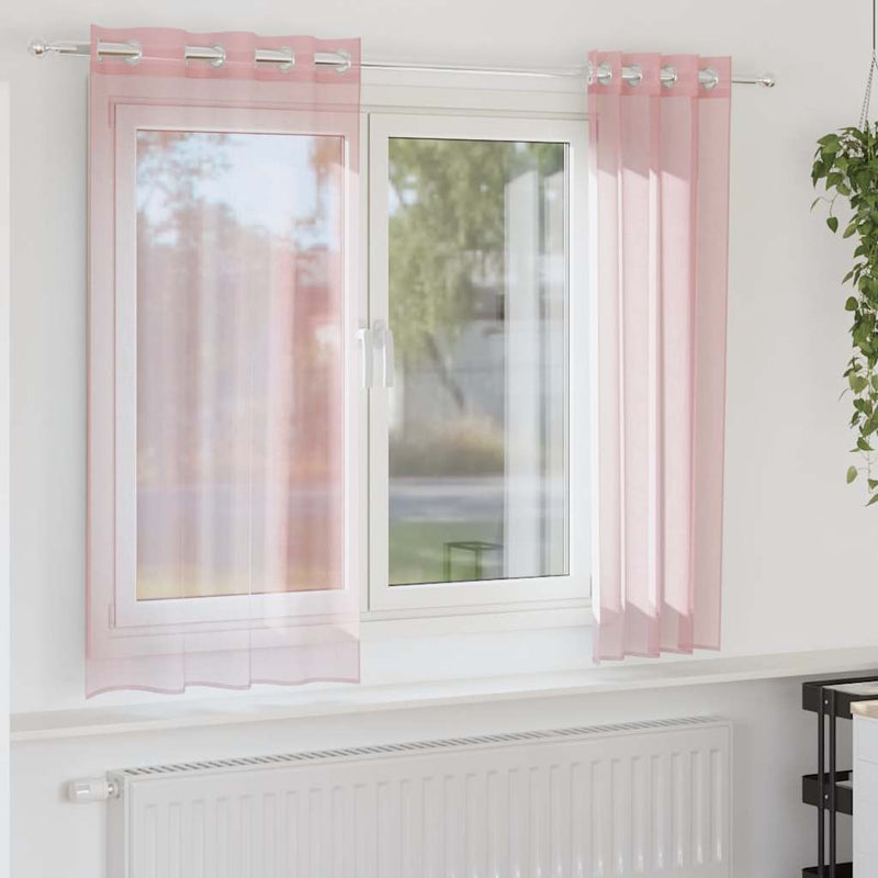 Load image into Gallery viewer, Vidaxl gordijnen voile met doorvoertules 2 st 140x140 cm lichtroze
