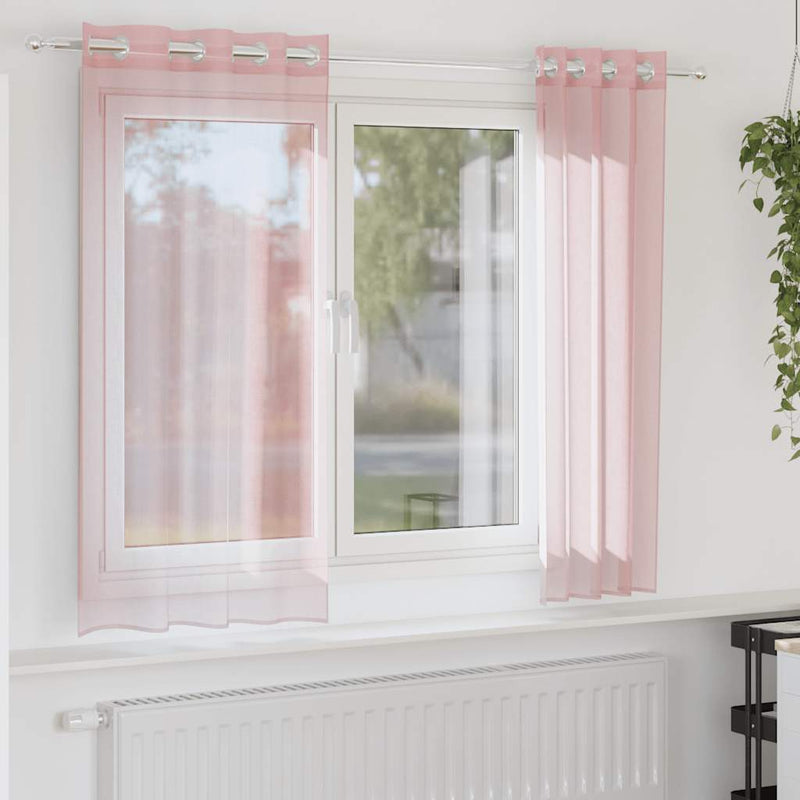 Load image into Gallery viewer, Vidaxl gordijnen voile met doorvoertules 2 st 140x175 cm lichtroze
