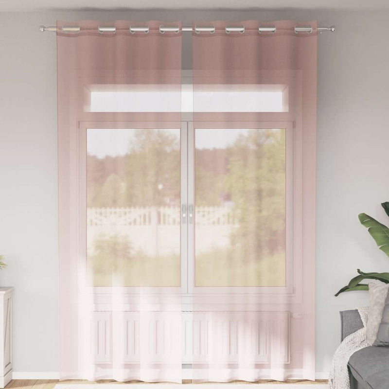 Load image into Gallery viewer, Vidaxl gordijnen voile met doorvoertules 2 st 140x260 cm lichtroze
