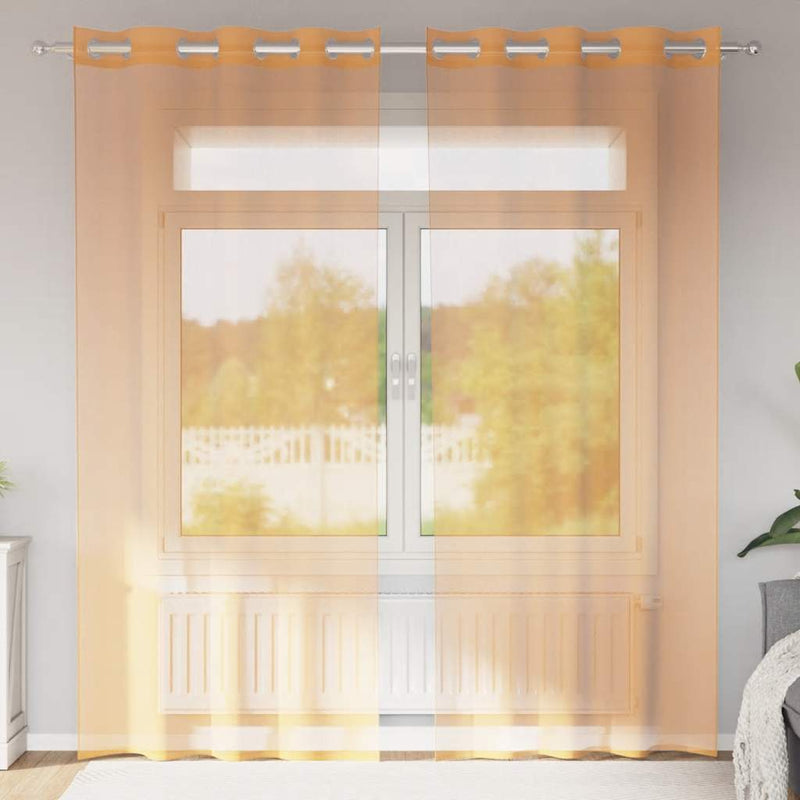 Load image into Gallery viewer, Vidaxl gordijnen voile met doorvoertules 2 st 140x245 cm oranje
