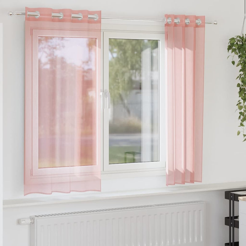Load image into Gallery viewer, Vidaxl gordijnen voile met doorvoertules 2 st 140x175 cm roze
