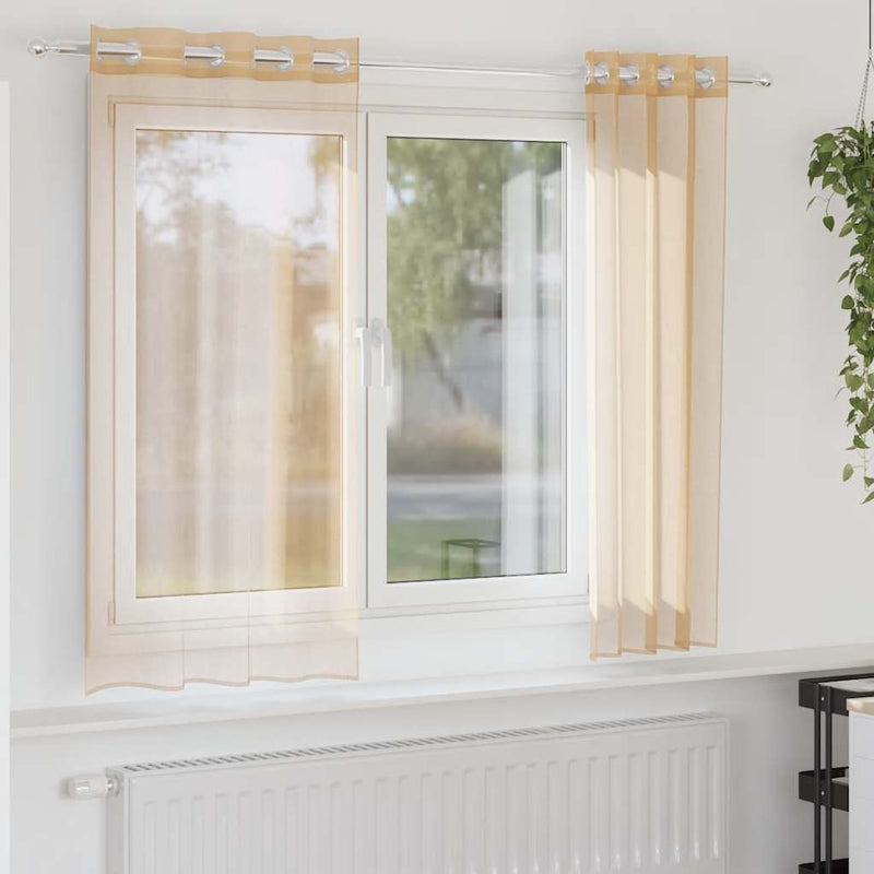 Load image into Gallery viewer, Vidaxl gordijnen voile met doorvoertules 2 st zand

