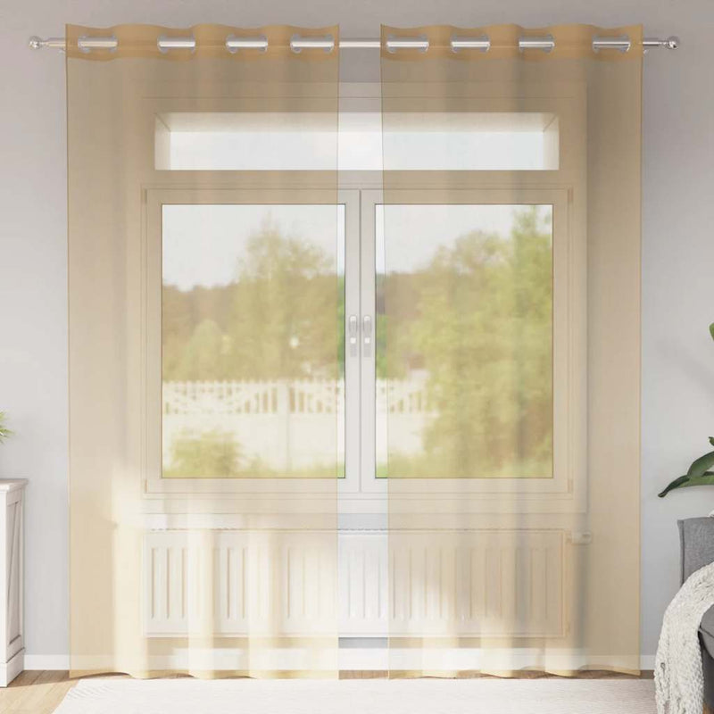 Load image into Gallery viewer, Vidaxl gordijnen voile met doorvoertules 2 st zand
