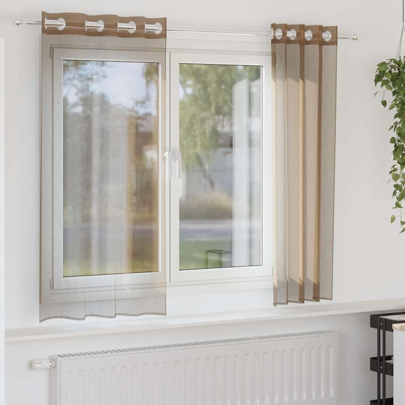 Load image into Gallery viewer, Vidaxl gordijnen voile met doorvoertules 2 st lichtbruin
