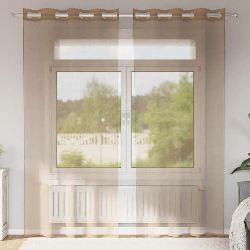 Load image into Gallery viewer, Vidaxl gordijnen voile met doorvoertules 2 st lichtbruin
