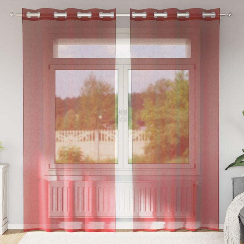Load image into Gallery viewer, Vidaxl gordijnen voile met doorvoertules 2 st wijnrood
