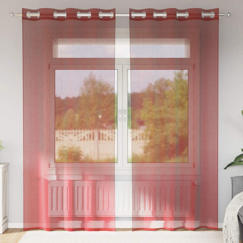 Load image into Gallery viewer, Vidaxl gordijnen voile met doorvoertules 2 st wijnrood
