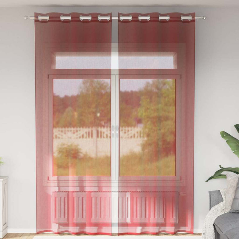 Load image into Gallery viewer, Vidaxl gordijnen voile met doorvoertules 2 st wijnrood
