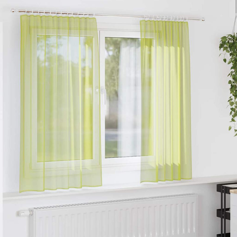 Load image into Gallery viewer, Vidaxl gordijnen voile met roedezakken 2 st appelgroen
