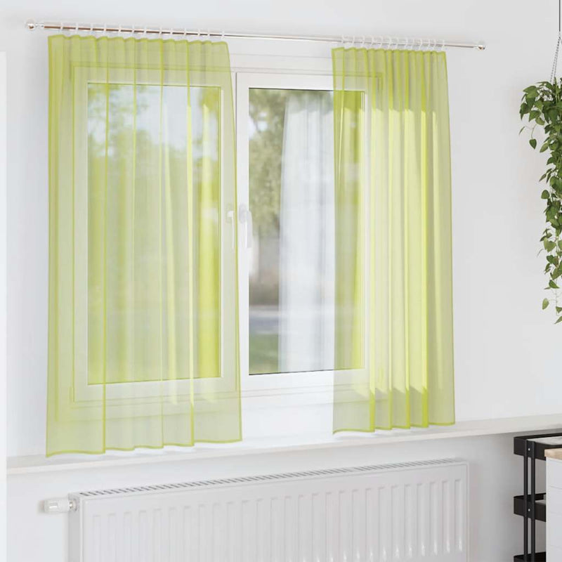 Load image into Gallery viewer, Vidaxl gordijnen voile met roedezakken 2 st appelgroen
