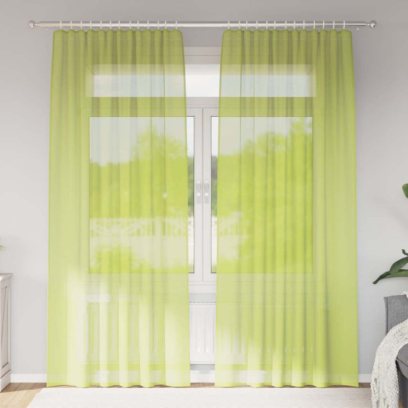 Load image into Gallery viewer, Vidaxl gordijnen voile met roedezakken 2 st appelgroen
