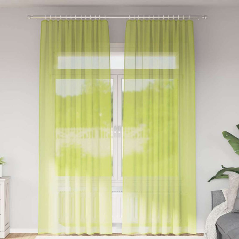 Load image into Gallery viewer, Vidaxl gordijnen voile met roedezakken 2 st appelgroen
