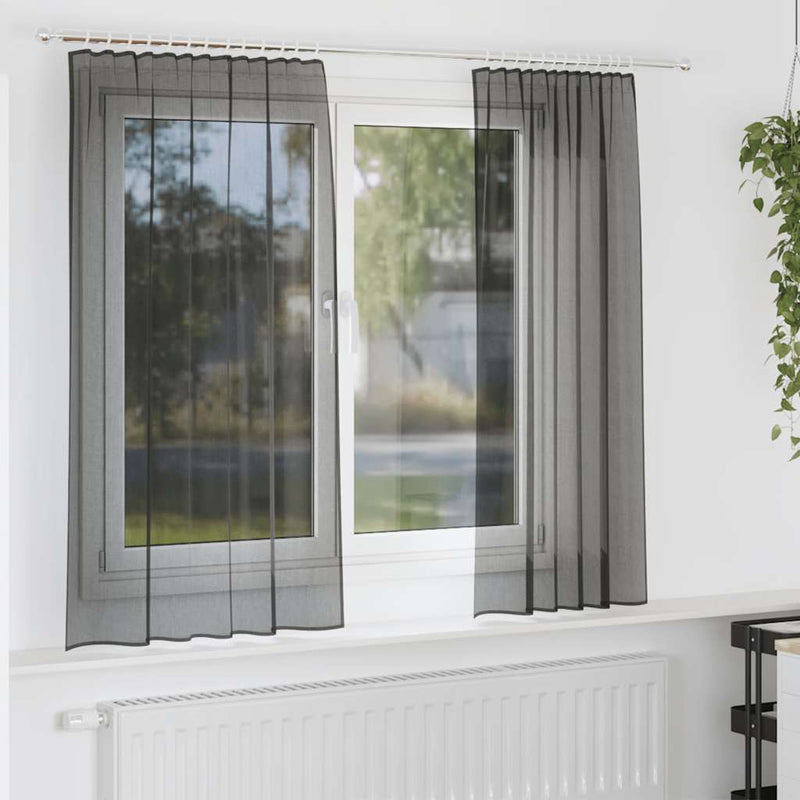 Load image into Gallery viewer, Vidaxl gordijnen voile met roedezakken 2 st zwart
