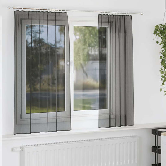 Vidaxl gordijnen voile met roedezakken 2 st zwart