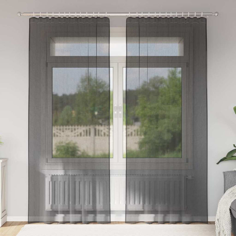 Load image into Gallery viewer, Vidaxl gordijnen voile met roedezakken 2 st zwart
