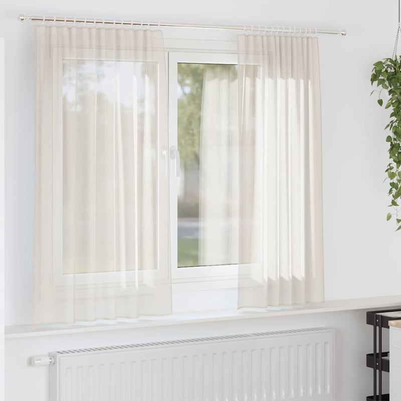 Load image into Gallery viewer, Vidaxl gordijnen voile met roedezakken 2 st crèmekleurig
