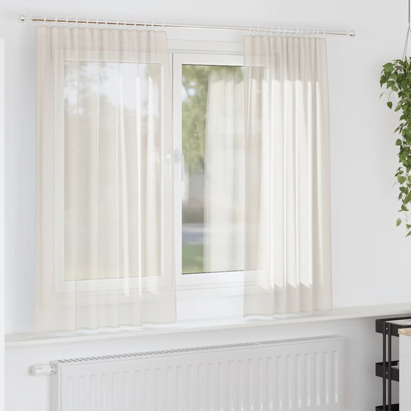 Load image into Gallery viewer, Vidaxl gordijnen voile met roedezakken 2 st crèmekleurig
