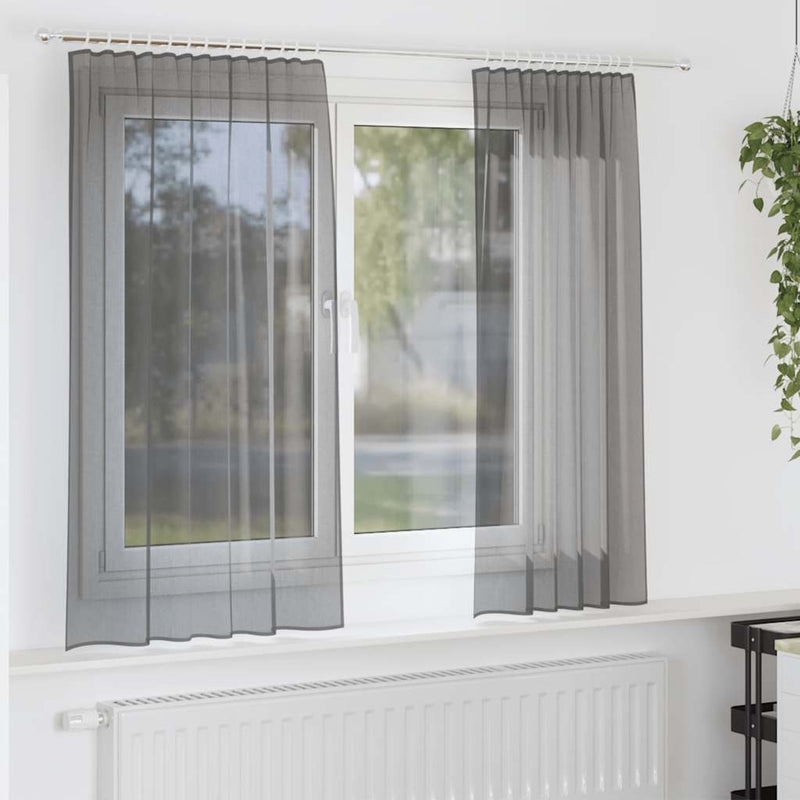 Load image into Gallery viewer, Vidaxl gordijnen voile met roedezakken 2 st donkergrijs
