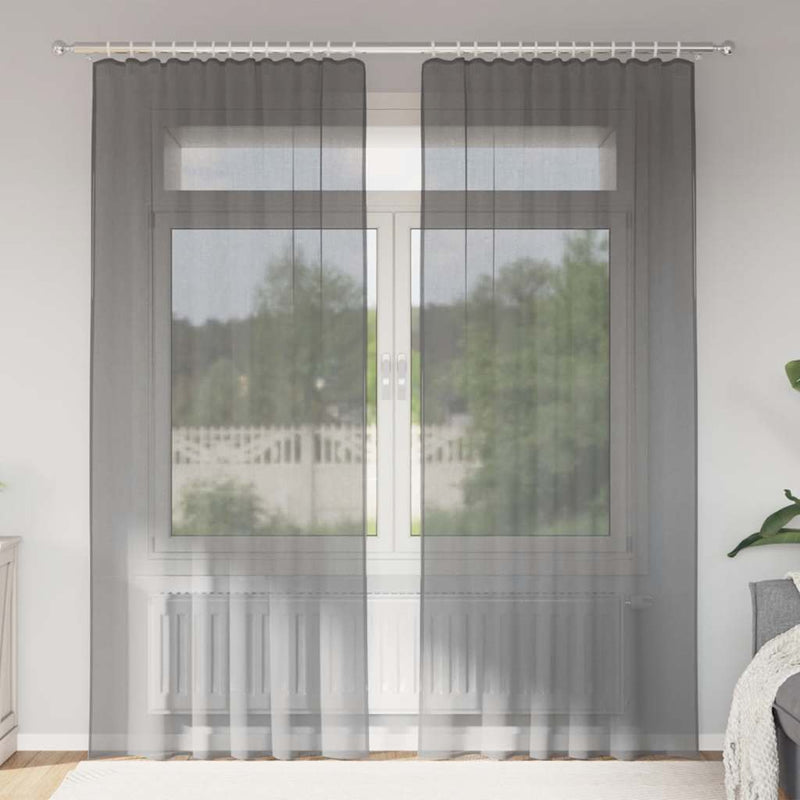 Load image into Gallery viewer, Vidaxl gordijnen voile met roedezakken 2 st donkergrijs
