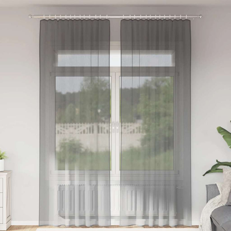 Load image into Gallery viewer, Vidaxl gordijnen voile met roedezakken 2 st donkergrijs
