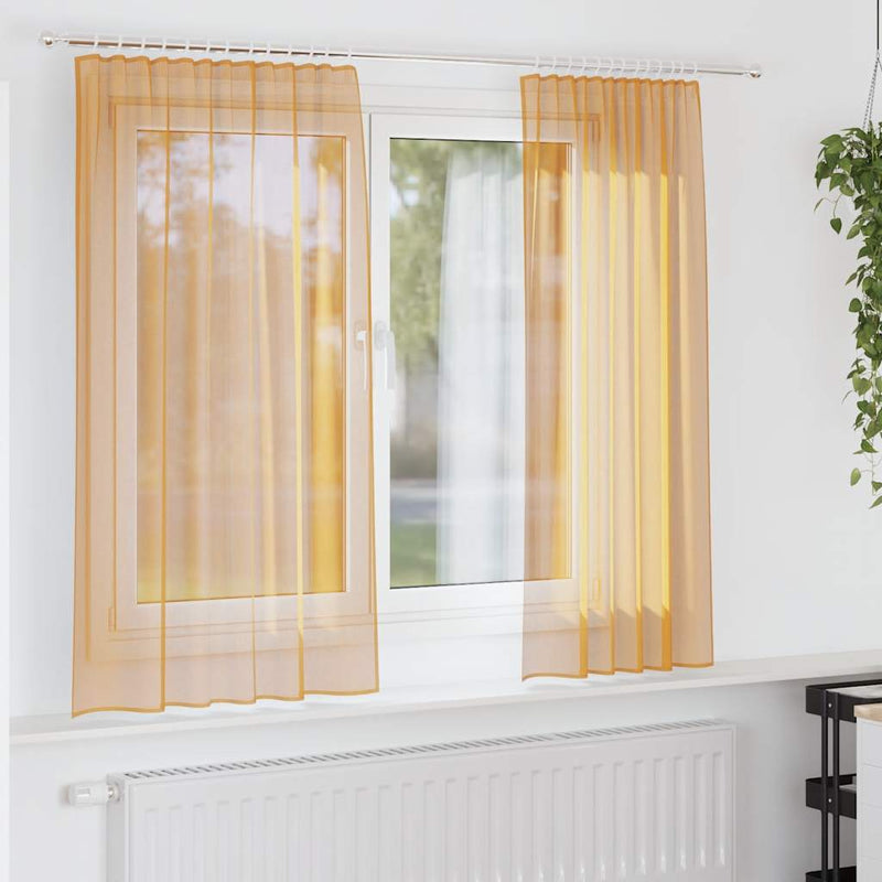Load image into Gallery viewer, Vidaxl gordijnen voile met roedezakken 2 st oranje
