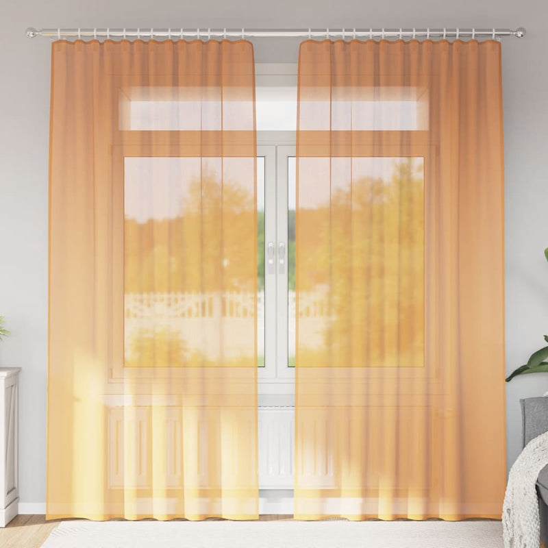 Load image into Gallery viewer, Vidaxl gordijnen voile met roedezakken 2 st oranje
