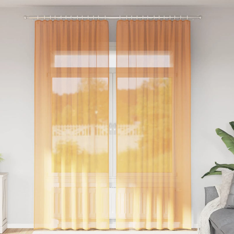 Load image into Gallery viewer, Vidaxl gordijnen voile met roedezakken 2 st oranje
