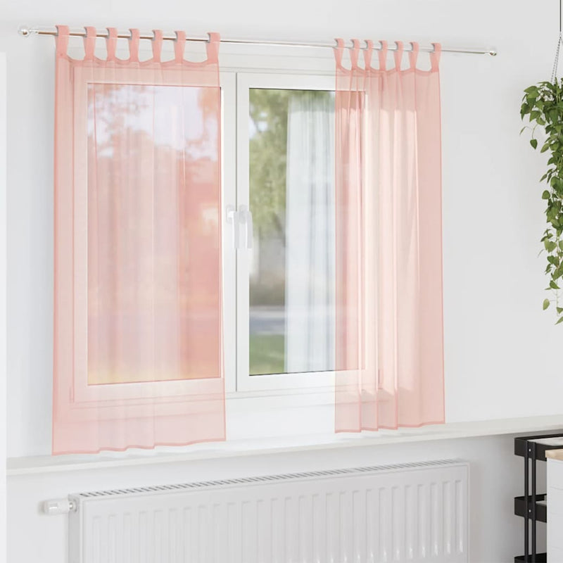 Load image into Gallery viewer, Vidaxl gordijnen voile met roedezakken 2 st roze
