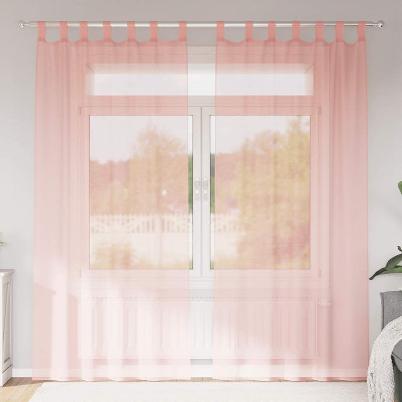 Load image into Gallery viewer, Vidaxl gordijnen voile met roedezakken 2 st roze

