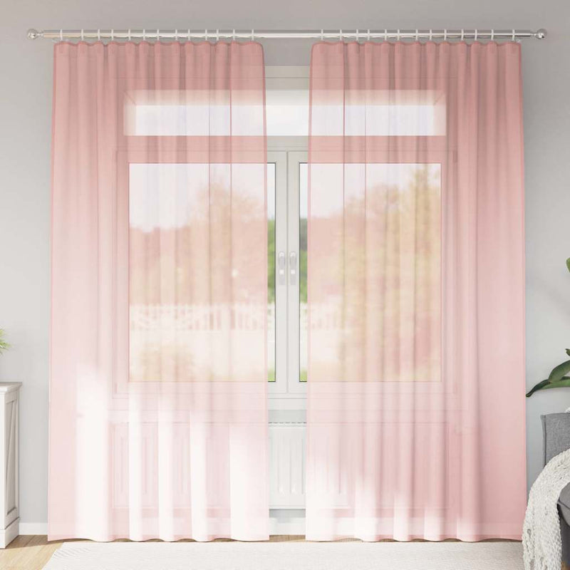 Load image into Gallery viewer, Vidaxl gordijnen voile met roedezakken 2 st roze
