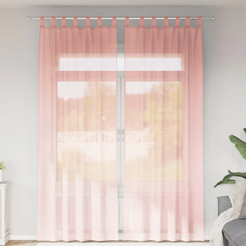 Load image into Gallery viewer, Vidaxl gordijnen voile met roedezakken 2 st roze
