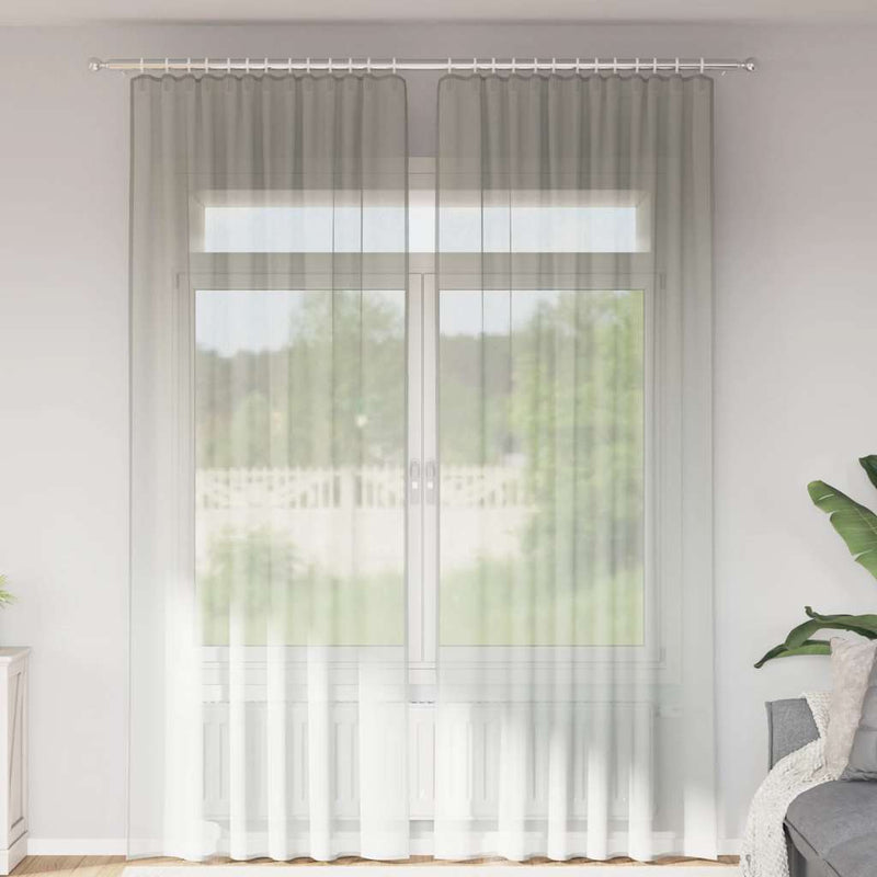 Load image into Gallery viewer, Vidaxl gordijnen voile met roedezakken 2 st lichtgrijs

