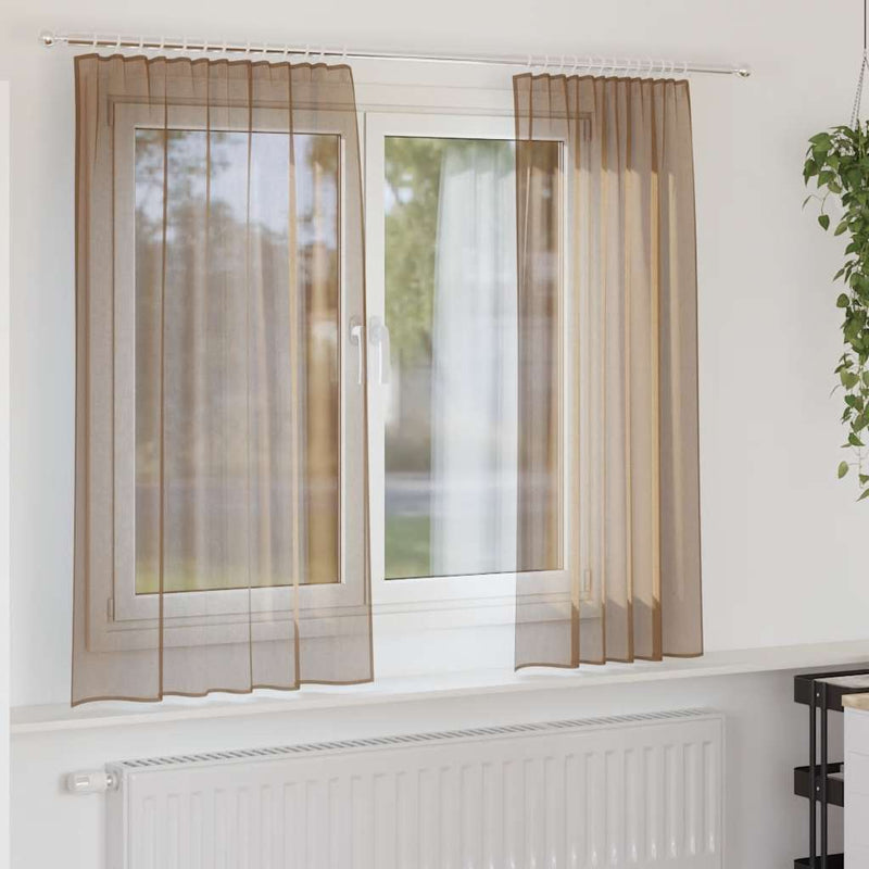 Load image into Gallery viewer, Vidaxl gordijnen voile met roedezakken 2 st lichtbruin
