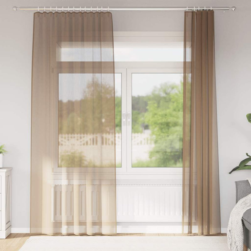 Load image into Gallery viewer, Vidaxl gordijnen voile met roedezakken 2 st lichtbruin
