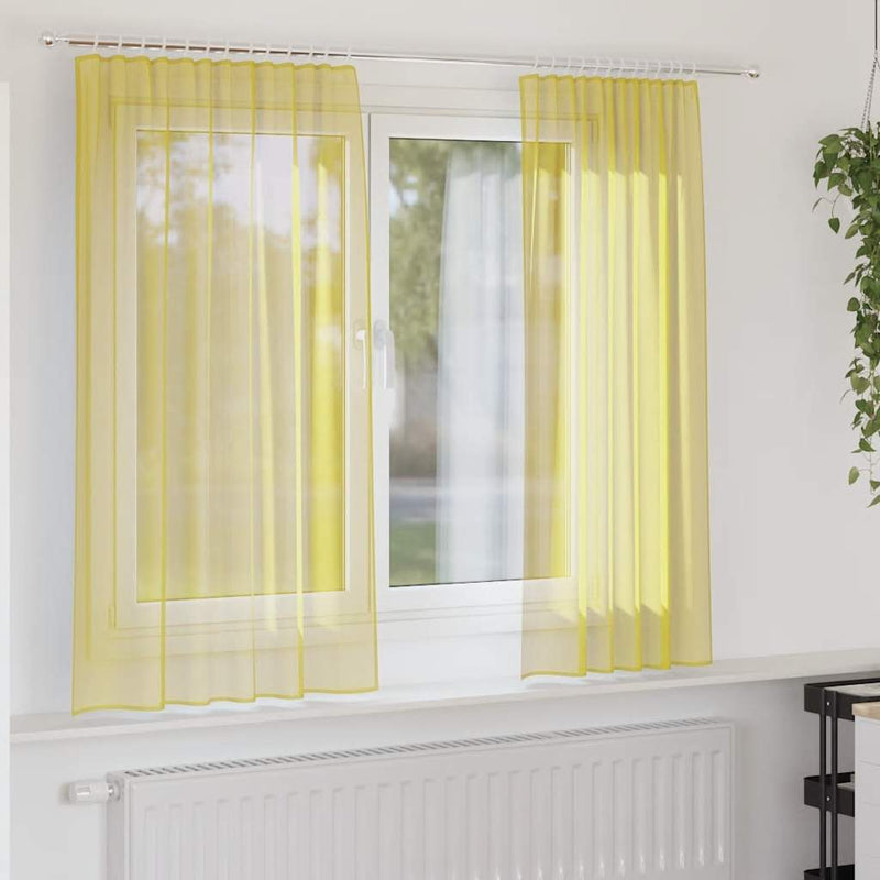 Load image into Gallery viewer, Vidaxl gordijnen voile met roedezakken 2 st geel
