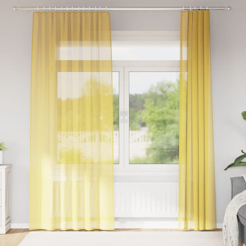 Load image into Gallery viewer, Vidaxl gordijnen voile met roedezakken 2 st geel
