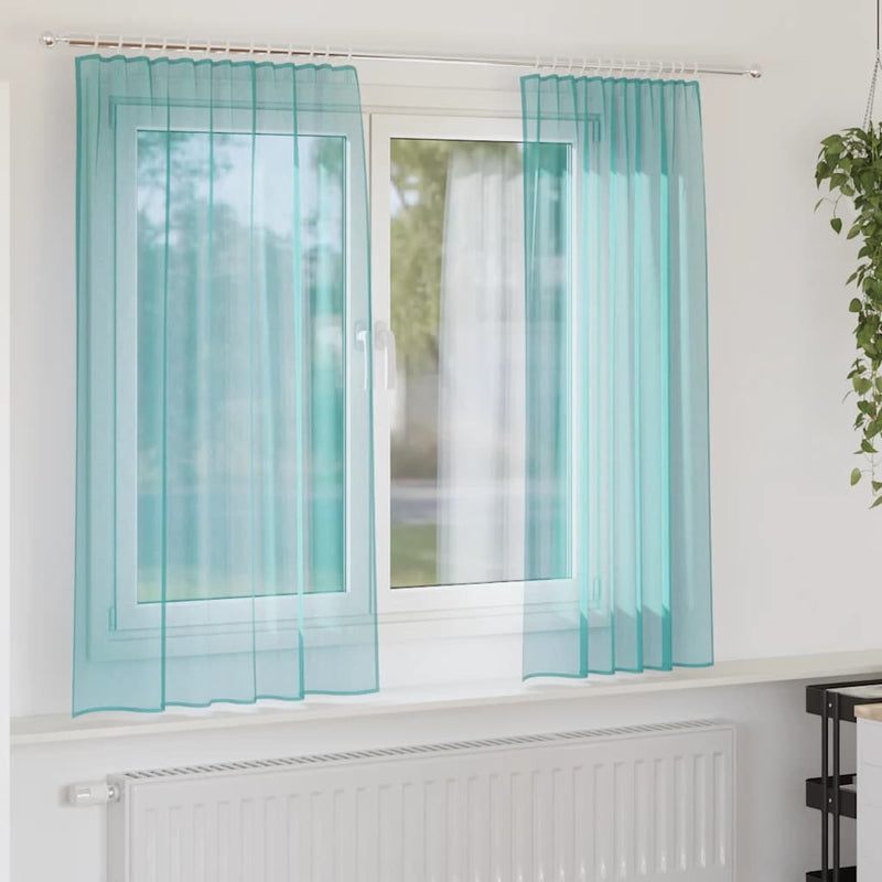 Load image into Gallery viewer, Vidaxl gordijnen voile met roedezakken 2 st turkoois
