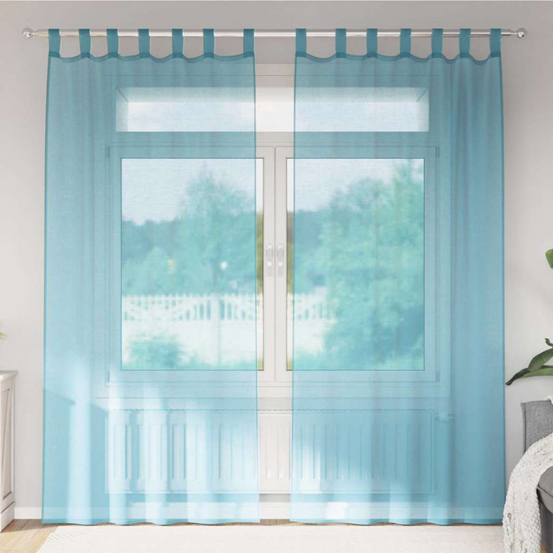 Load image into Gallery viewer, Vidaxl gordijnen voile met roedezakken 2 st turkoois
