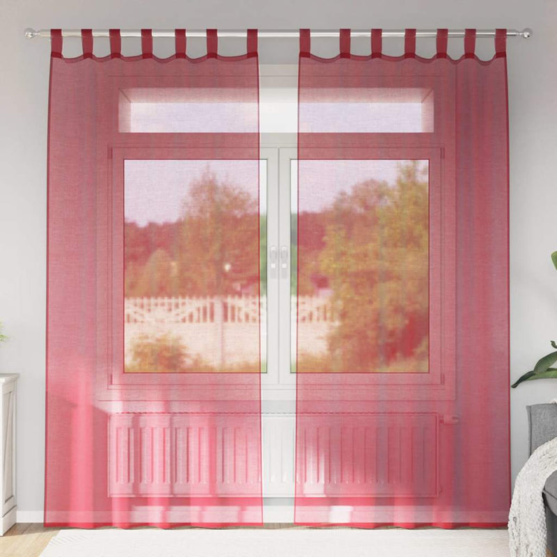 Load image into Gallery viewer, Vidaxl gordijnen voile met roedezakken 2 st wijnrood
